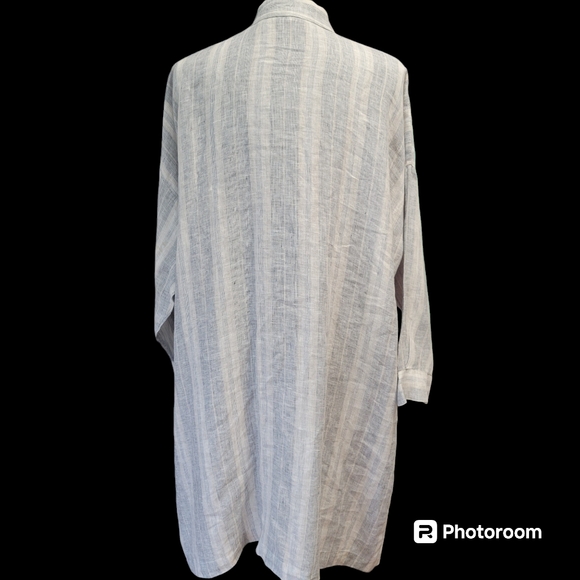 Eskandar European Designer Tunic Dress in 100% Linen Striped - Picture 5 of 16